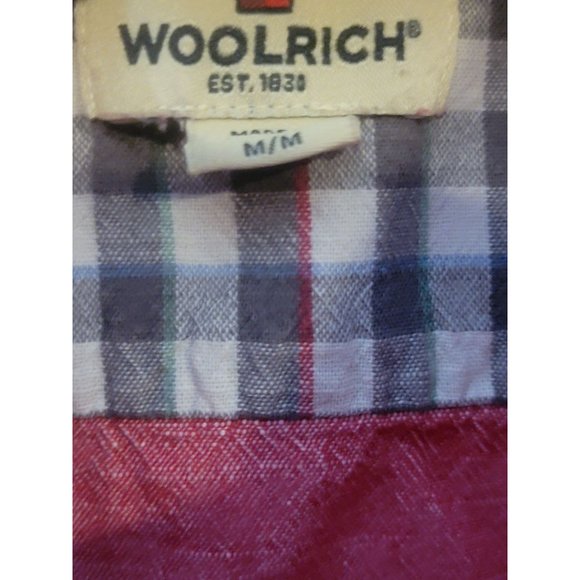 Woolrich Cotton Button Up Shirt Short Sleeve Red Pockets Size Medium Men's - Picture 5 of 5